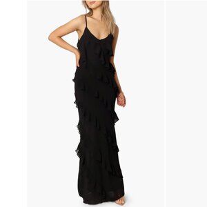 Petal and Pup Ruffle Chiffon Dress | Black | Sz. M